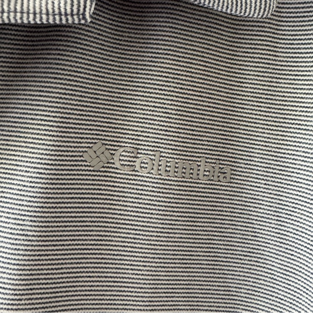 Columbia Polo Golf Shirt Men’s 2X Blue Gray Stripe Short Sleeve Top Casual - Picture 2 of 4